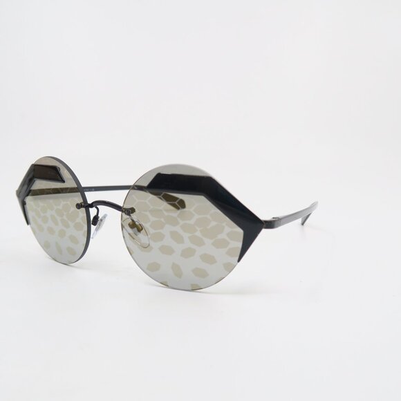 Bvlgari 6089 128/T9 55mm Round Rimless Black & Gold, New Women's Sunglasses. - Picture 4 of 8